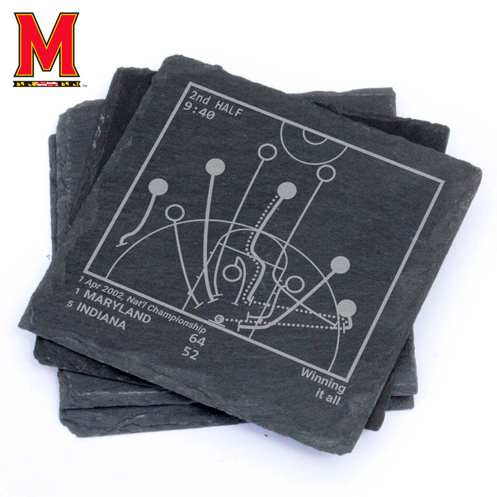 Maryland Basketball Greatest Plays: Slate Coasters (Set of 4)