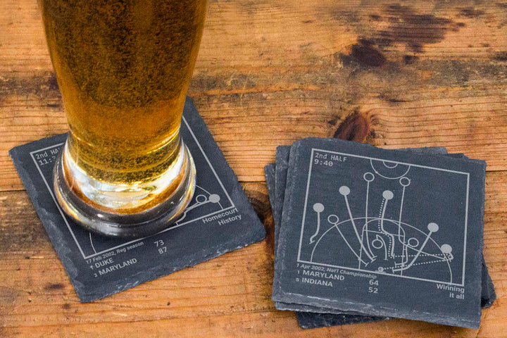 Maryland Basketball Greatest Plays: Slate Coasters (Set of 4)
