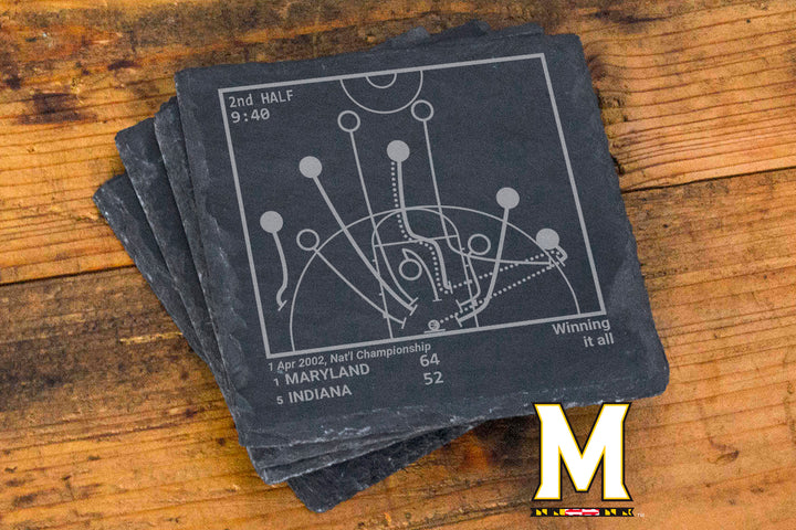 Maryland Basketball Greatest Plays: Slate Coasters (Set of 4)