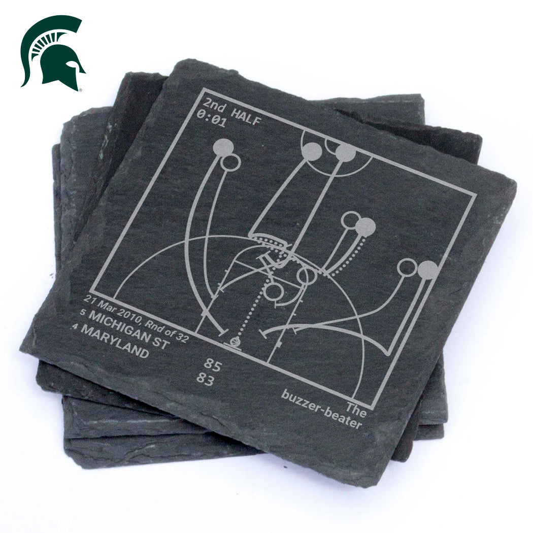 Michigan State Basketball Greatest Plays: Slate Coasters (Set of 4)