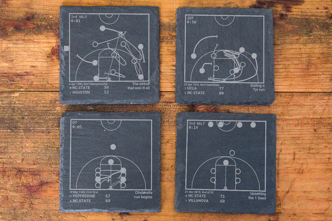 NC State Basketball Greatest Plays: Slate Coasters (Set of 4)