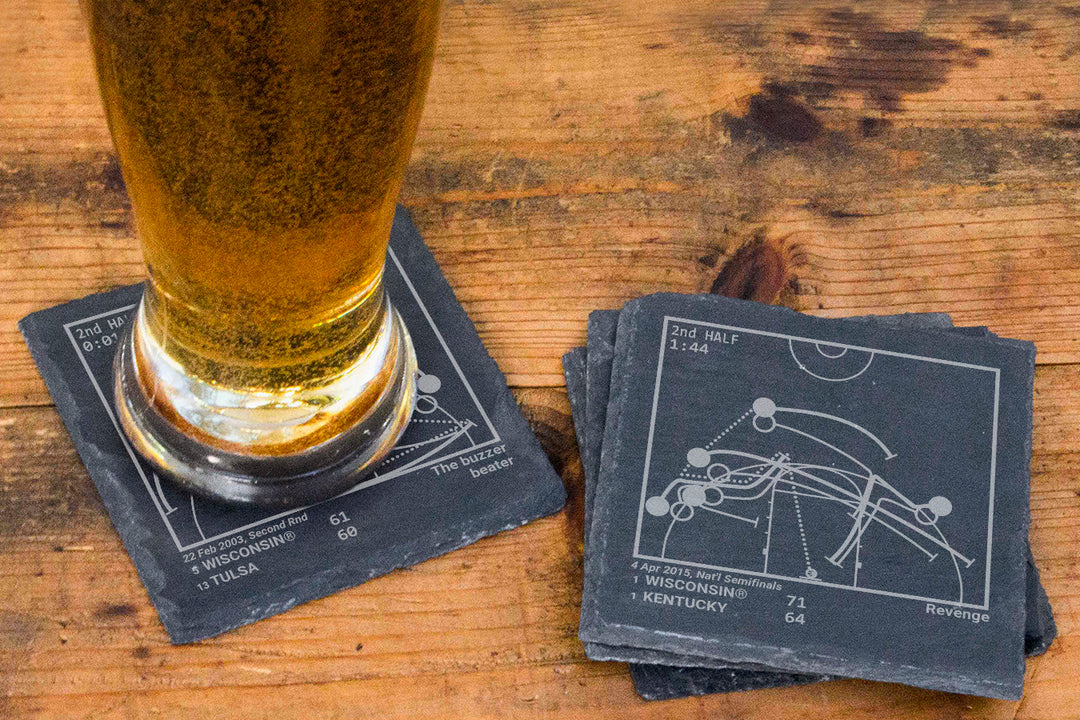 Wisconsin Basketball Greatest Plays: Slate Coasters (Set of 4)