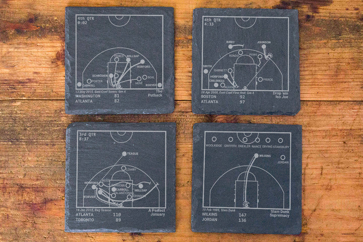 Atlanta Hawks Greatest Plays: Slate Coasters (Set of 4)