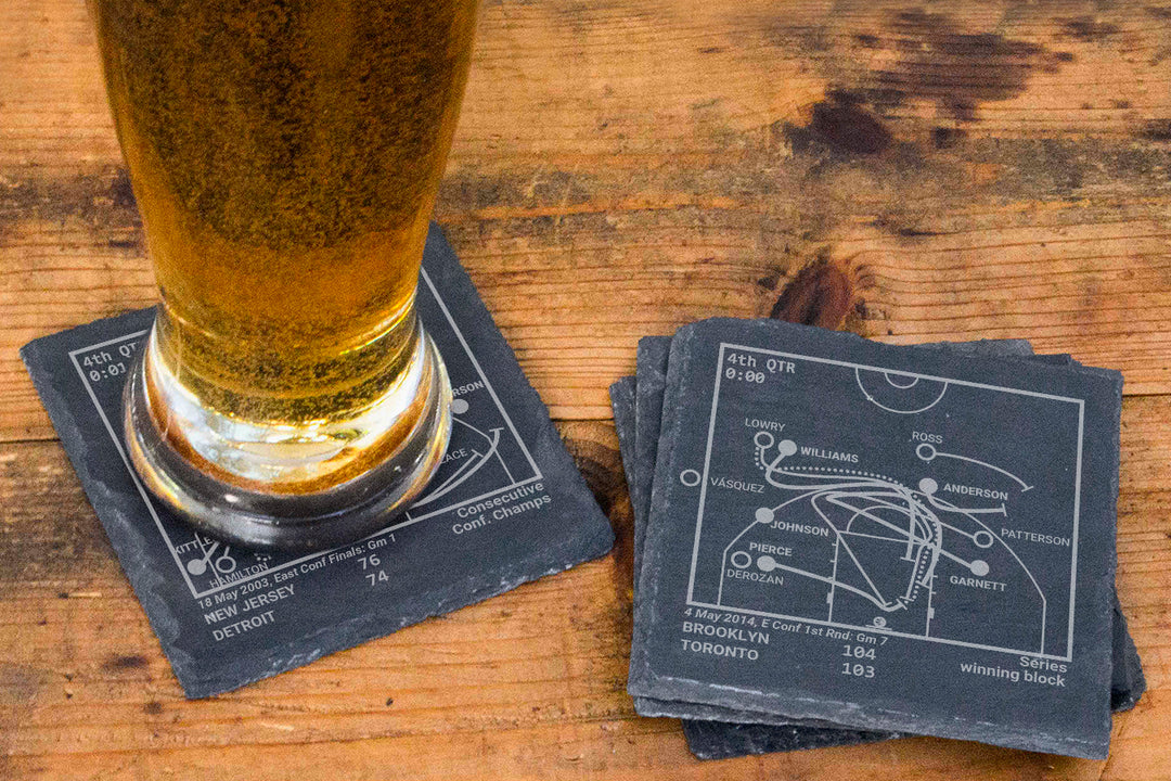 Brooklyn Nets Greatest Plays: Slate Coasters (Set of 4)