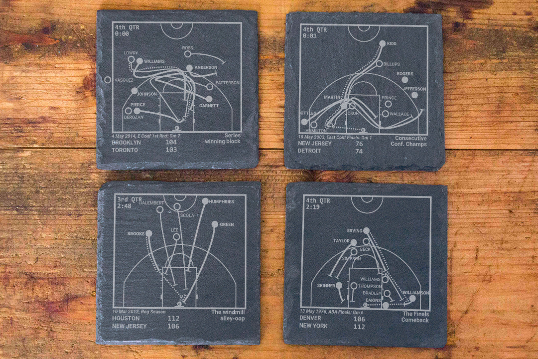 Brooklyn Nets Greatest Plays: Slate Coasters (Set of 4)