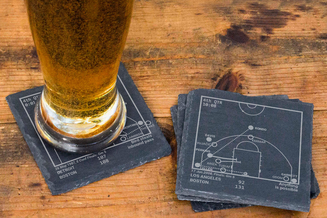 Boston Celtics Greatest Plays: Slate Coasters (Set of 4)