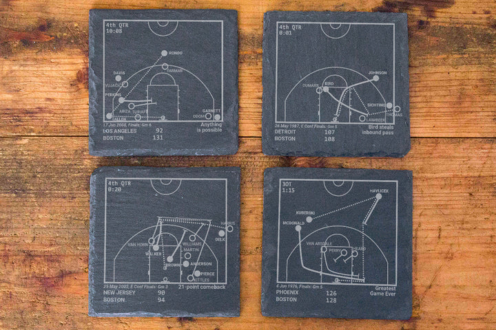 Boston Celtics Greatest Plays: Slate Coasters (Set of 4)