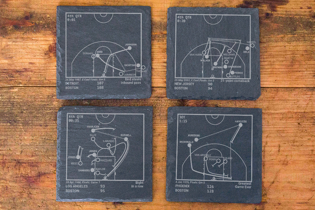Greatest Celtics Vintage Plays: Slate Coasters (Set of 4)