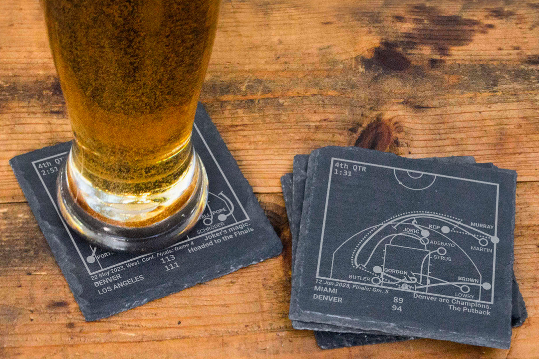 <b>2023 Champions</b> Nuggets Plays: Slate Coasters (Set of 4)