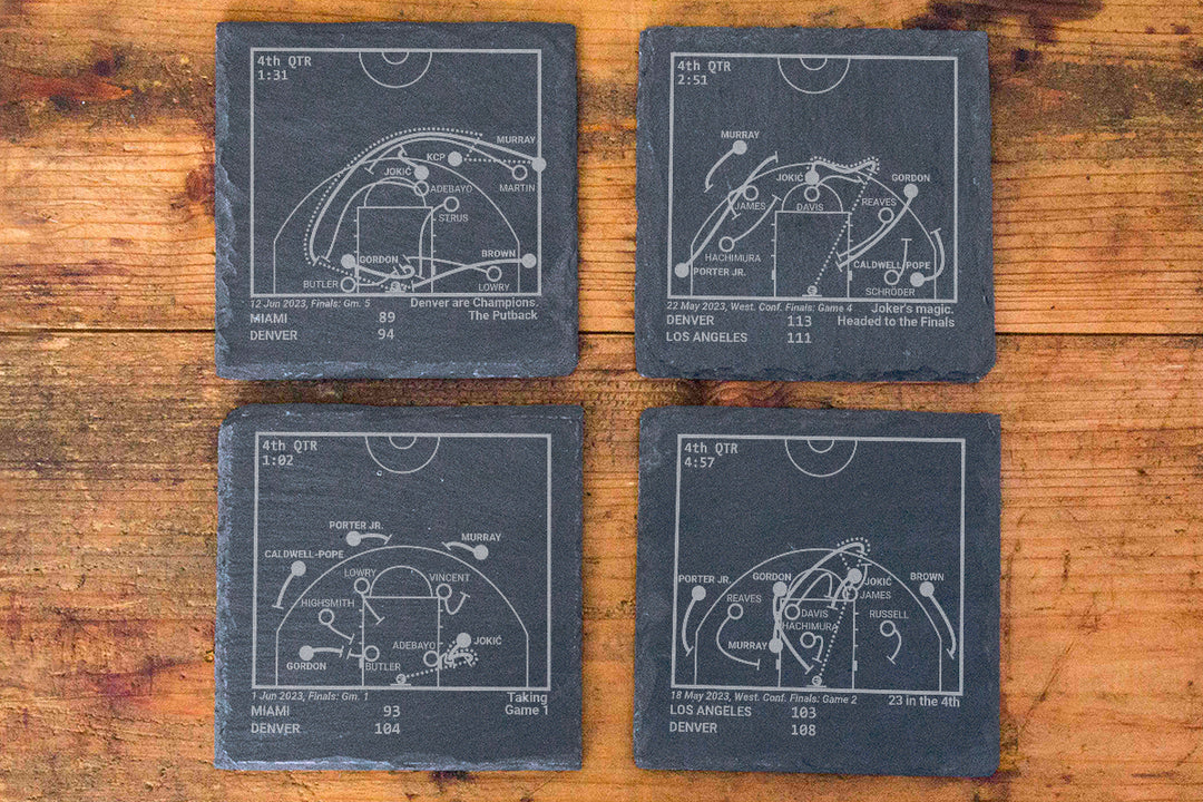 <b>2023 Champions</b> Nuggets Plays: Slate Coasters (Set of 4)