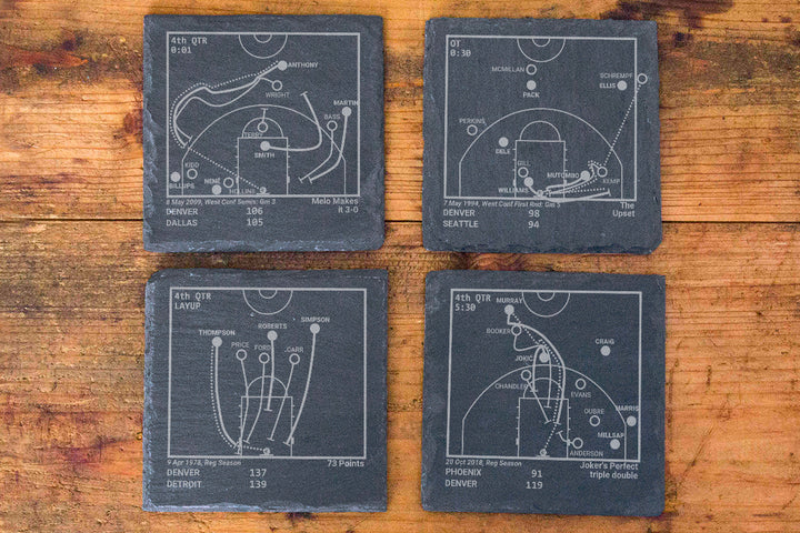 Denver Nuggets Greatest Plays: Slate Coasters (Set of 4)