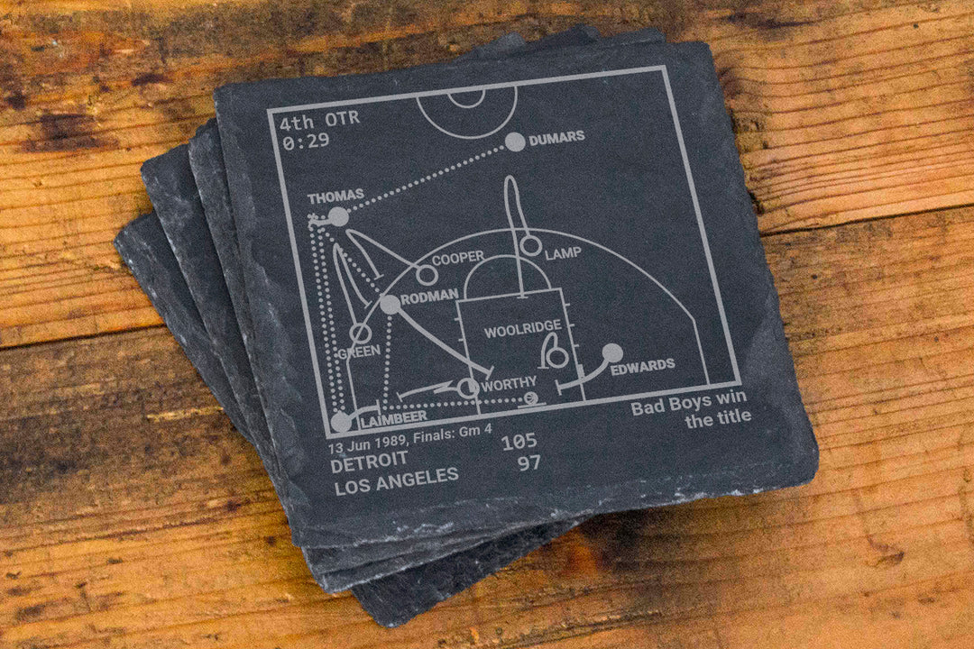 Detroit Pistons Greatest Plays: Slate Coasters (Set of 4)