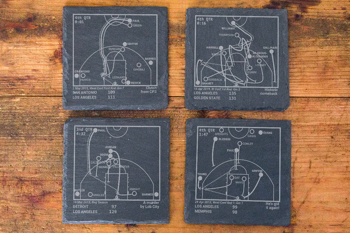 LA Clippers Greatest Plays: Slate Coasters (Set of 4)