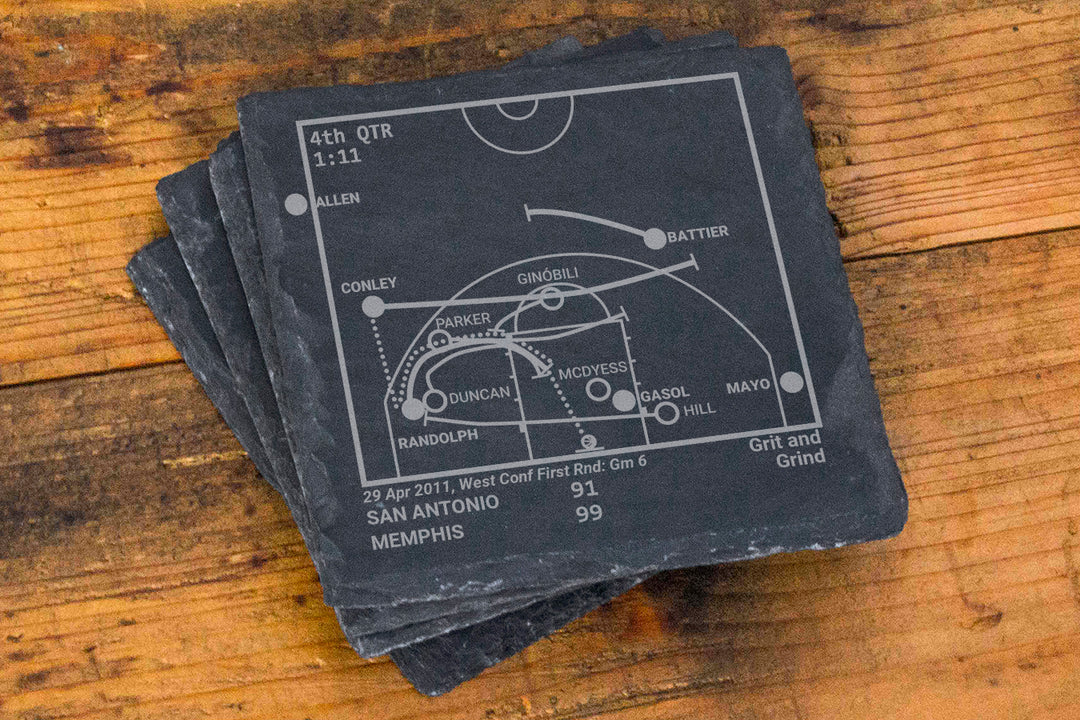 Memphis Grizzlies Greatest Plays: Slate Coasters (Set of 4)