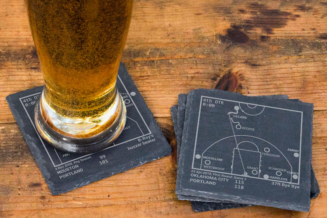 Portland Trail Blazers Greatest Plays: Slate Coasters (Set of 4)