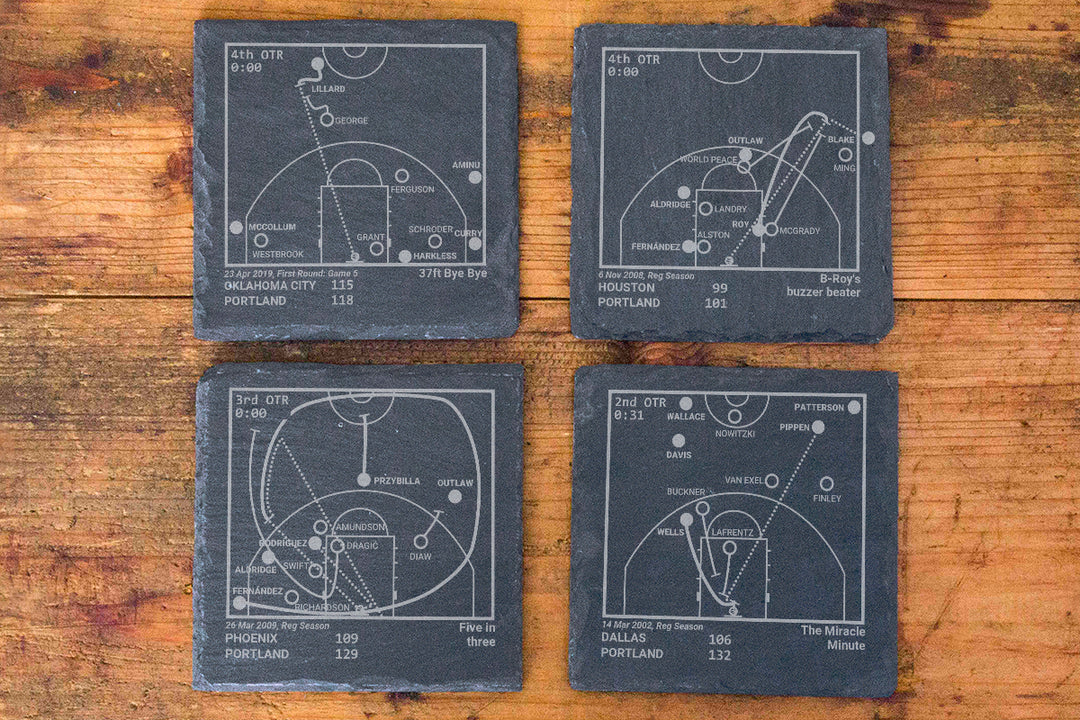 Portland Trail Blazers Greatest Plays: Slate Coasters (Set of 4)