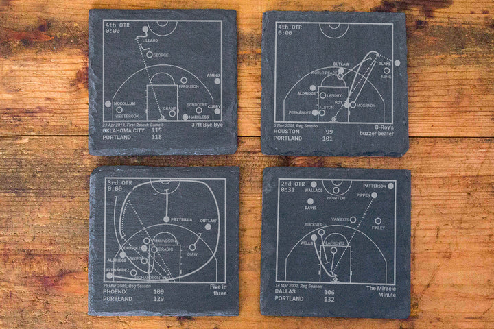 Portland Trail Blazers Greatest Plays: Slate Coasters (Set of 4)