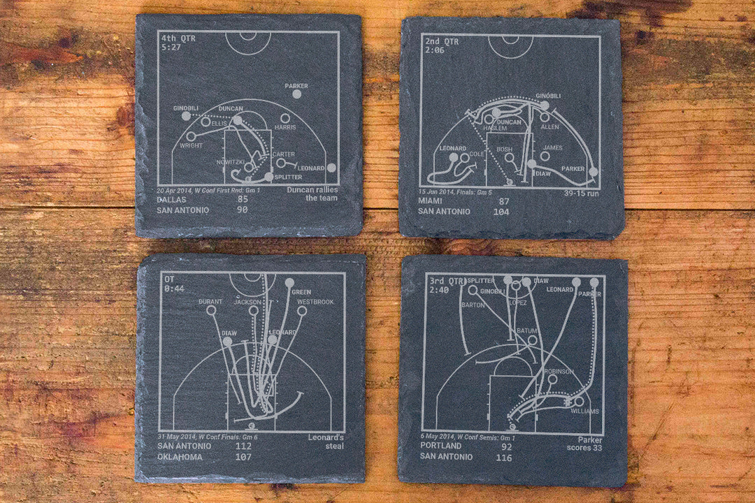 <b>2014 Champions</b> Spurs Plays: Slate Coasters (Set of 4)