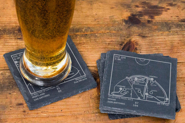 San Antonio Spurs Greatest Plays: Slate Coasters (Set of 4)