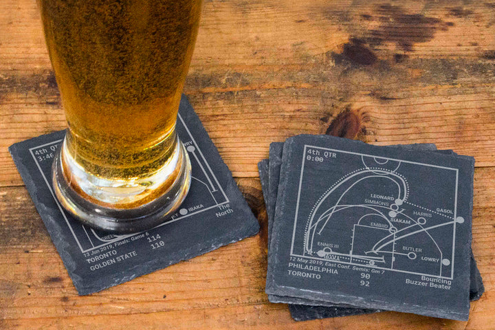 Toronto Raptors Greatest Plays: Slate Coasters (Set of 4)