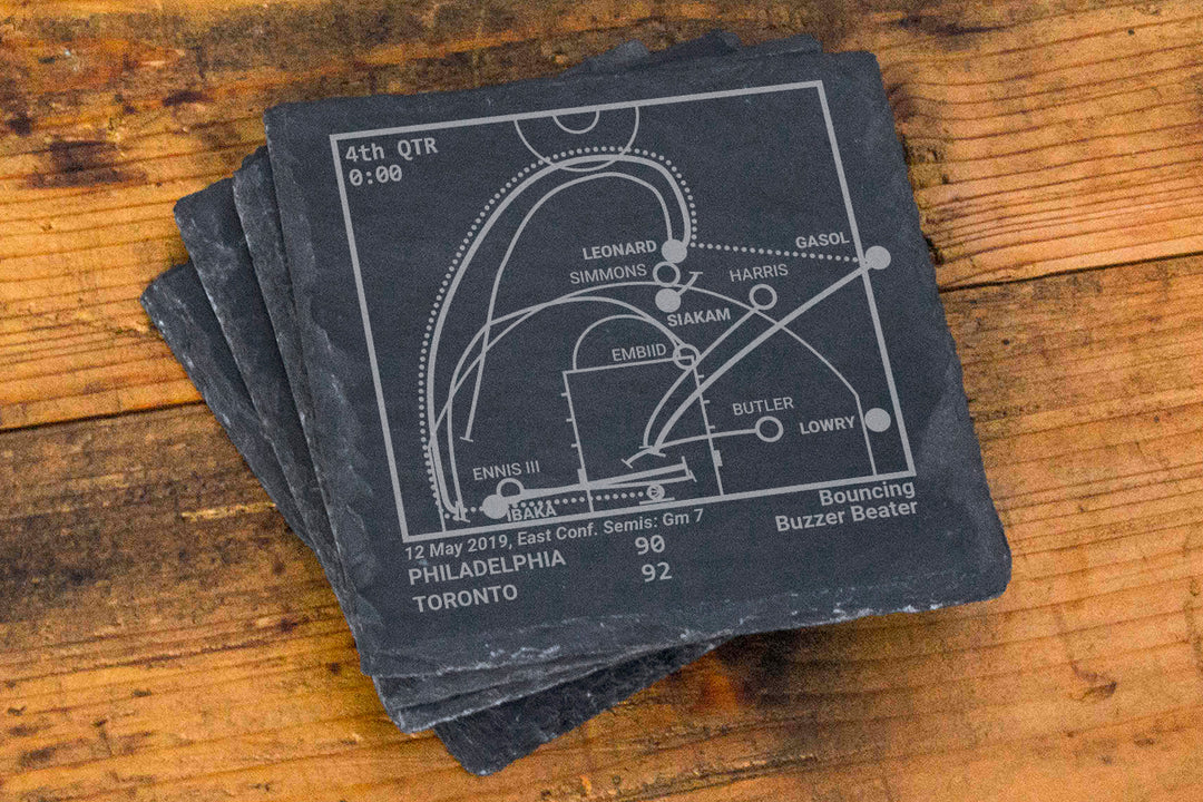 Toronto Raptors Greatest Plays: Slate Coasters (Set of 4)