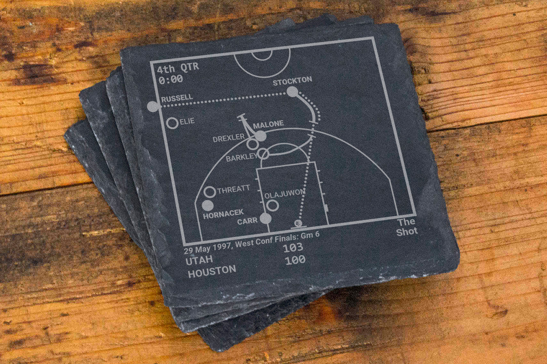 Utah Jazz Greatest Plays: Slate Coasters (Set of 4)