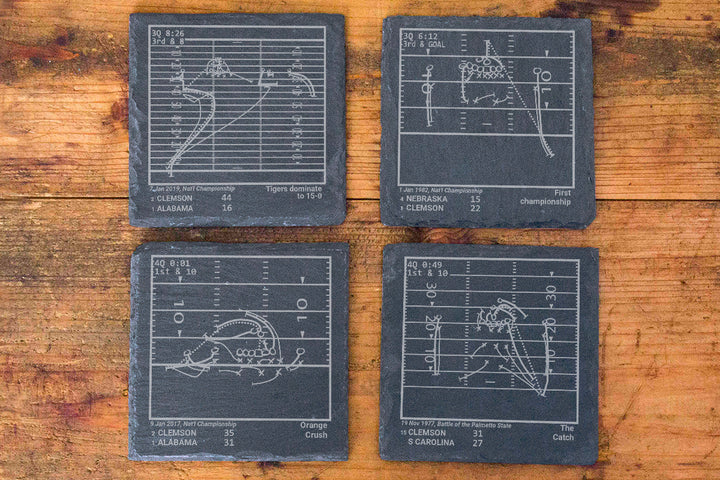 Clemson Football Greatest Plays: Slate Coasters (Set of 4)