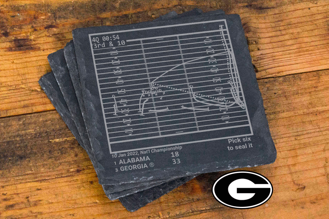 <b>2022 Champions</b> Georgia Football Plays: Slate Coasters (Set of 4)