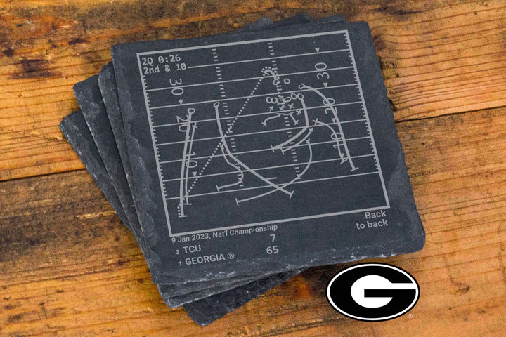 <b>2023 Champions</b> Georgia Football Plays: Slate Coasters (Set of 4)