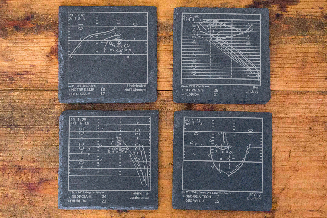Georgia Football Greatest Plays: Slate Coasters (Set of 4)
