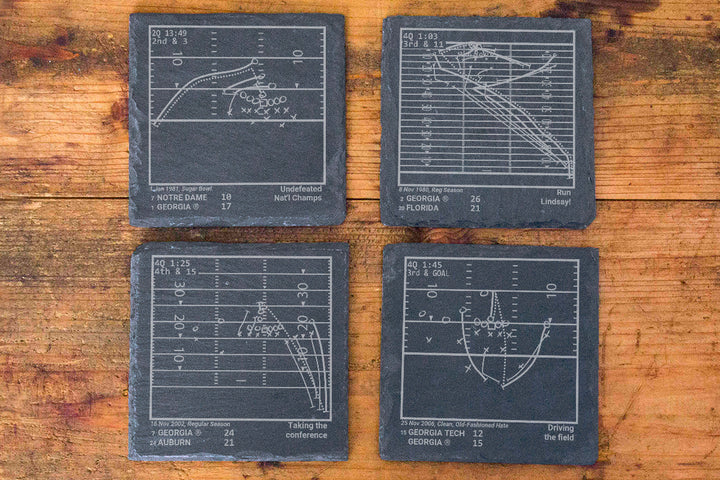 Georgia Football Greatest Plays: Slate Coasters (Set of 4)