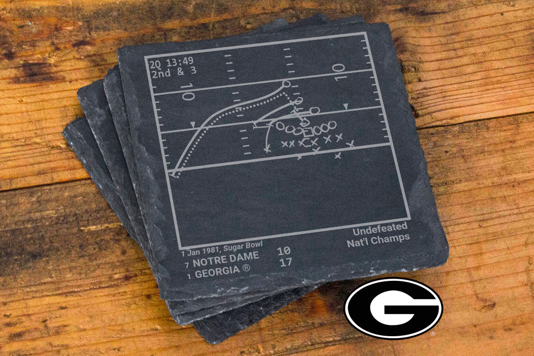 Georgia Football Greatest Plays: Slate Coasters (Set of 4)