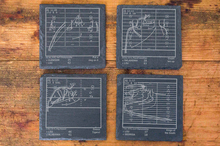 <b>2020 Champions</b> LSU Football Plays: Slate Coasters (Set of 4)