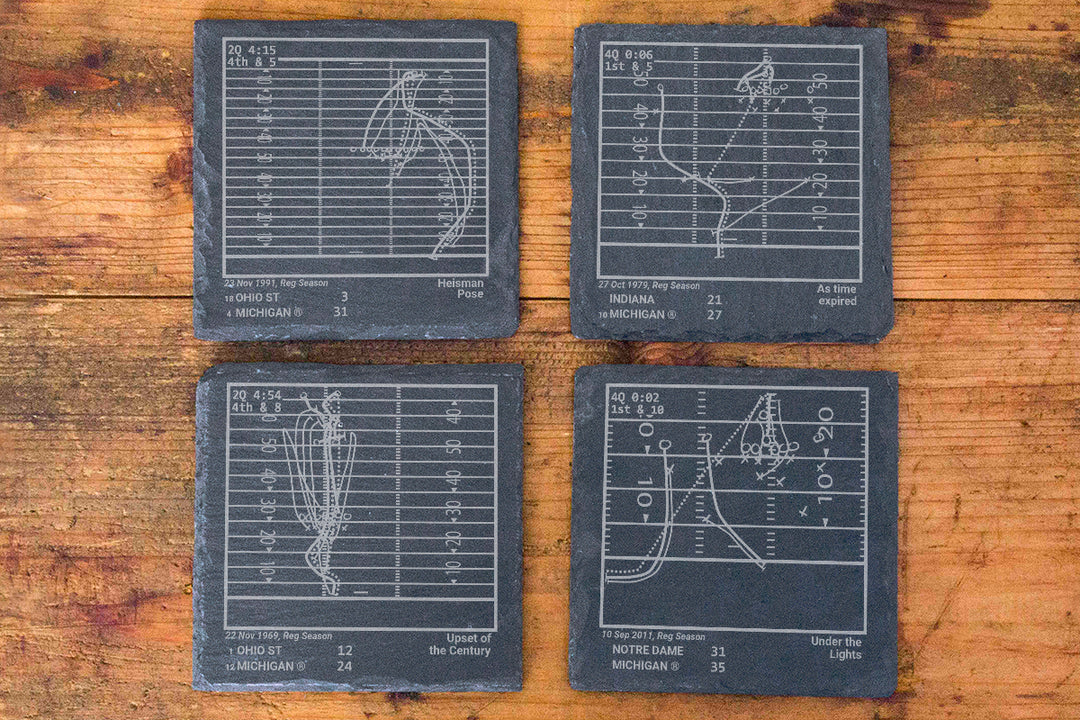 Michigan Football Greatest Plays: Slate Coasters (Set of 4)