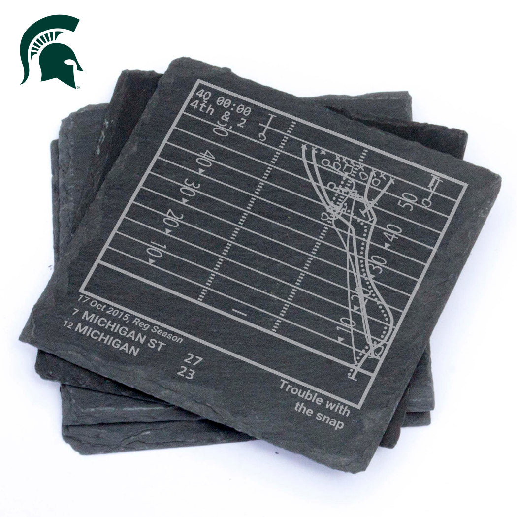 Michigan State Football Greatest Plays: Slate Coasters (Set of 4)
