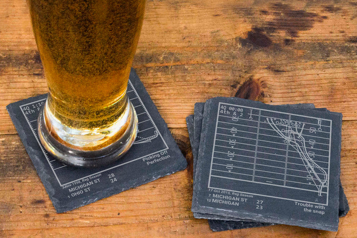 Michigan State Football Greatest Plays: Slate Coasters (Set of 4)