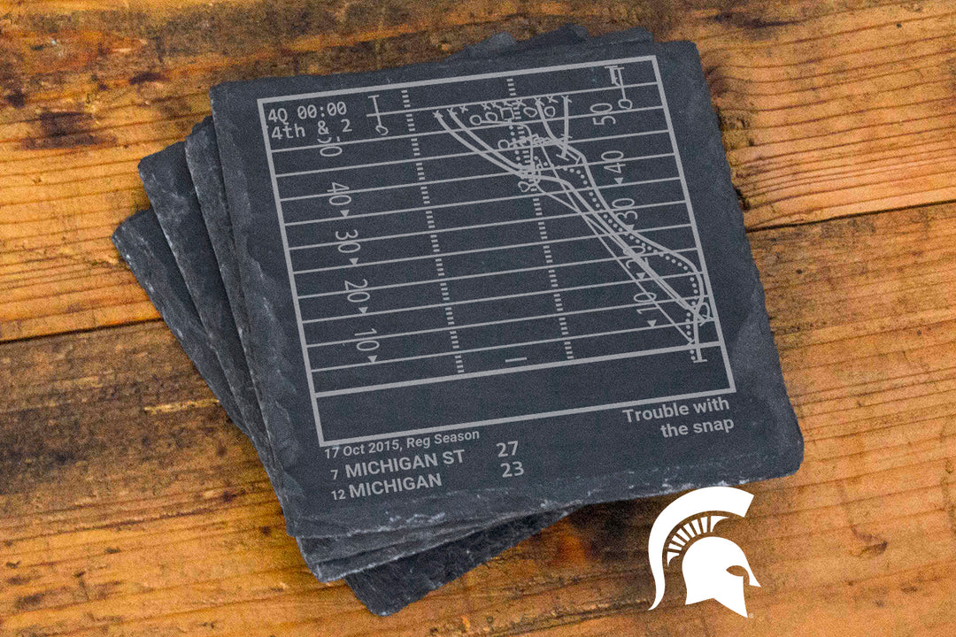 Michigan State Football Greatest Plays: Slate Coasters (Set of 4)