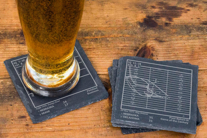 Nebraska Football Greatest Plays: Slate Coasters (Set of 4)