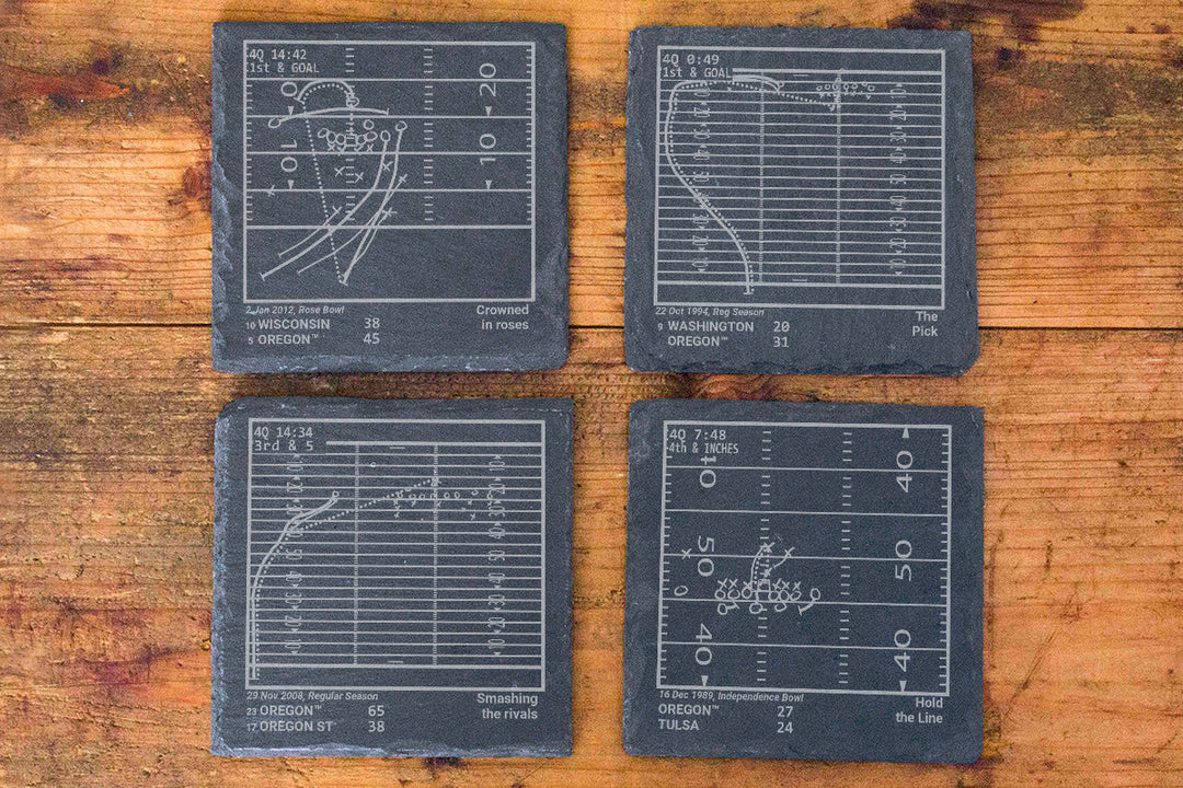 Oregon Football Greatest Plays: Slate Coasters (Set of 4)
