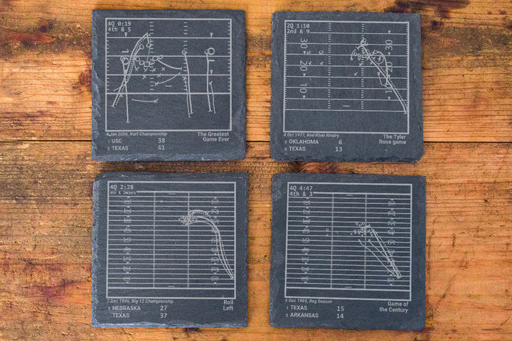 Texas Football Greatest Plays: Slate Coasters (Set of 4)