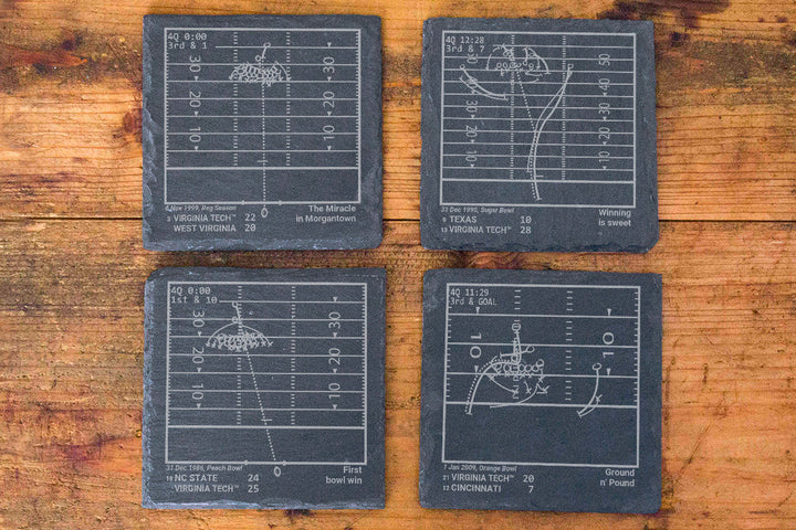 Virginia Tech Football Greatest Plays: Slate Coasters (Set of 4)