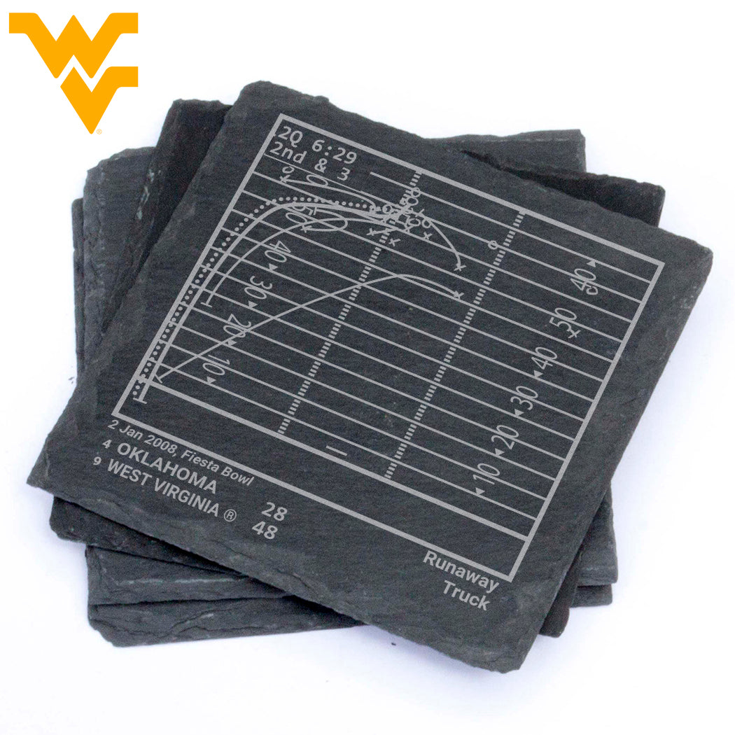 West Virginia Football Greatest Plays: Slate Coasters (Set of 4)