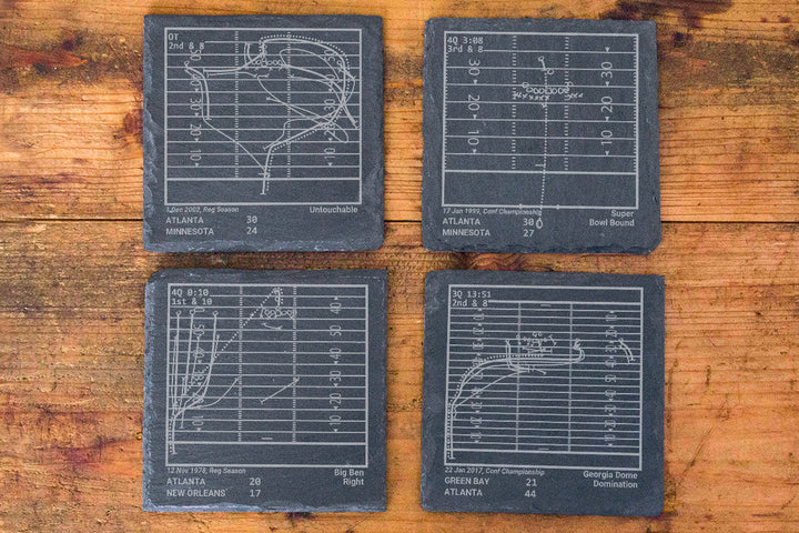 Atlanta Falcons Greatest Plays: Slate Coasters (Set of 4)