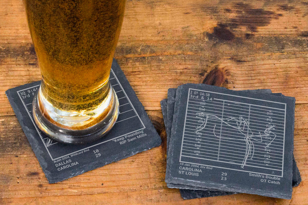 Carolina Panthers Greatest Plays: Slate Coasters (Set of 4)