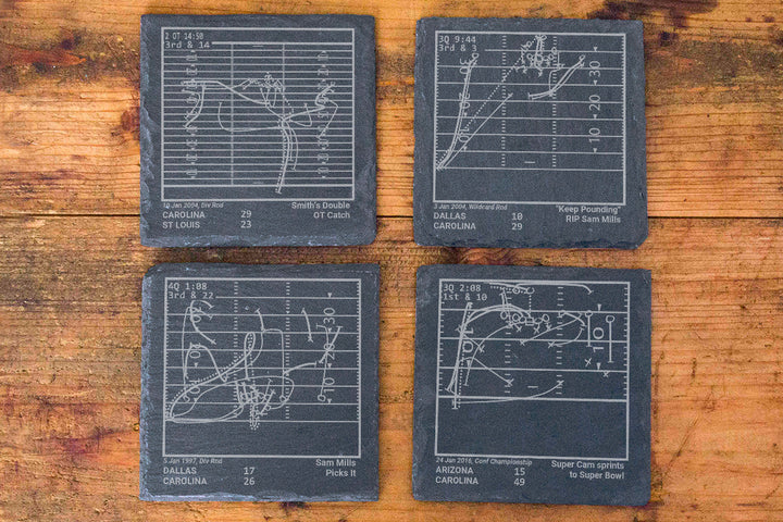 Carolina Panthers Greatest Plays: Slate Coasters (Set of 4)