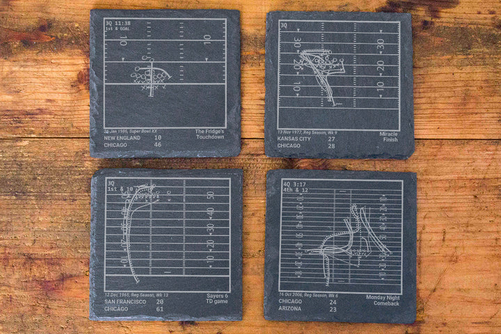 Chicago Bears Greatest Plays: Slate Coasters (Set of 4)