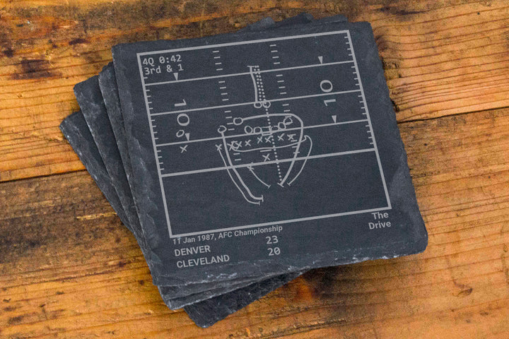 Denver Broncos Greatest Plays: Slate Coasters (Set of 4)