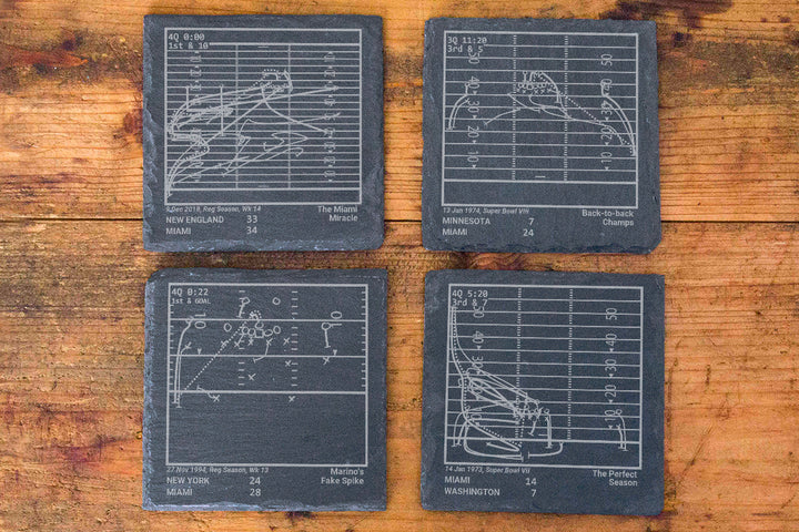 Miami Dolphins Greatest Plays: Slate Coasters (Set of 4)