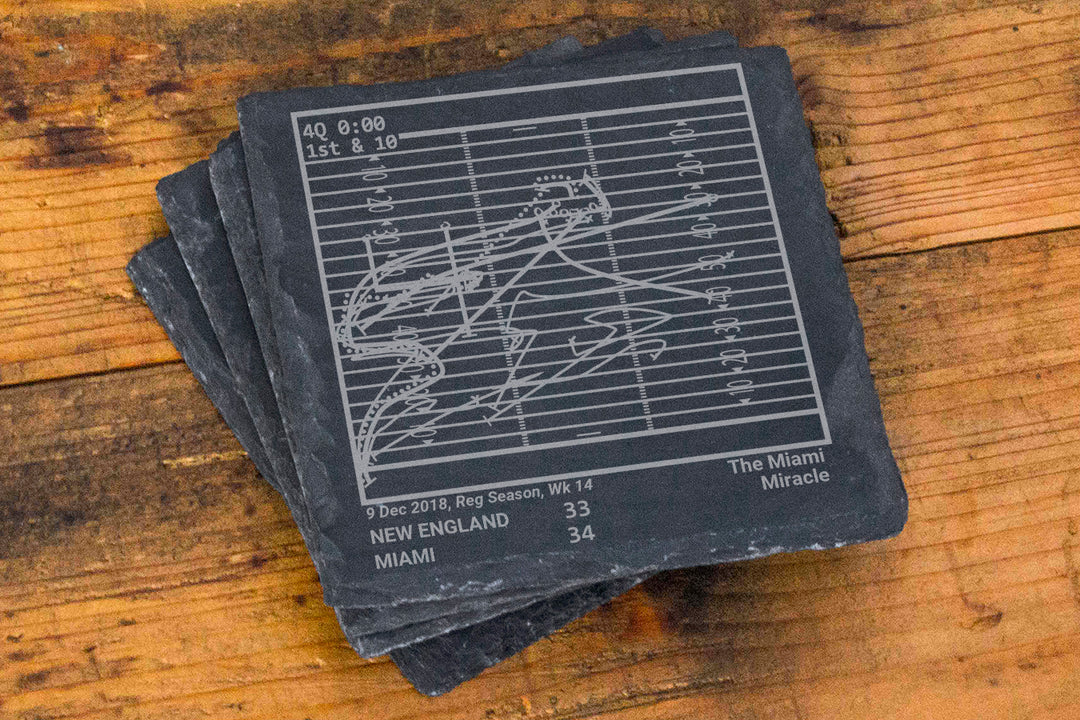 Miami Dolphins Greatest Plays: Slate Coasters (Set of 4)