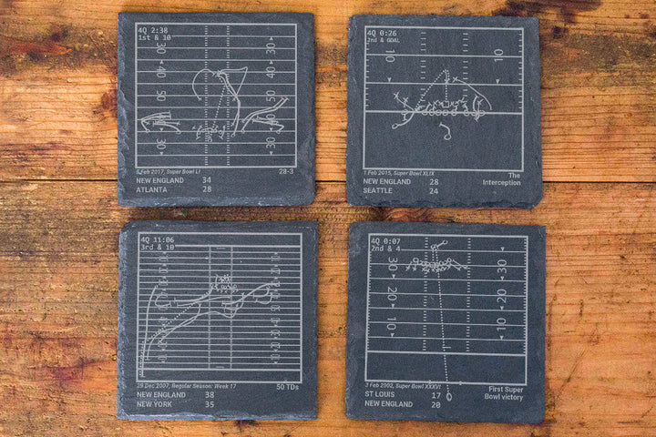 New England Patriots Greatest Plays: Slate Coasters (Set of 4)